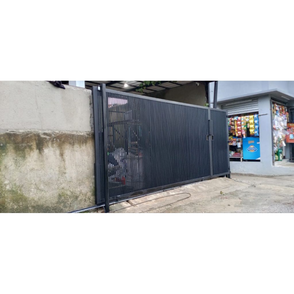 PAGAR DORONG MINIMALIS FUL BESI GALVANIZE