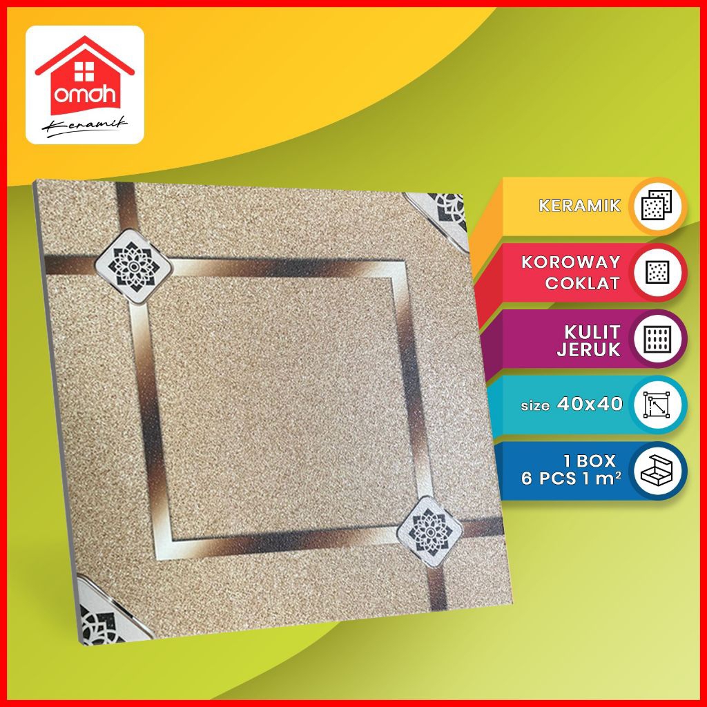 Keramik Lantai Kasar Kulit jeruk CLIO 40x40 KOROWAI COKLAT