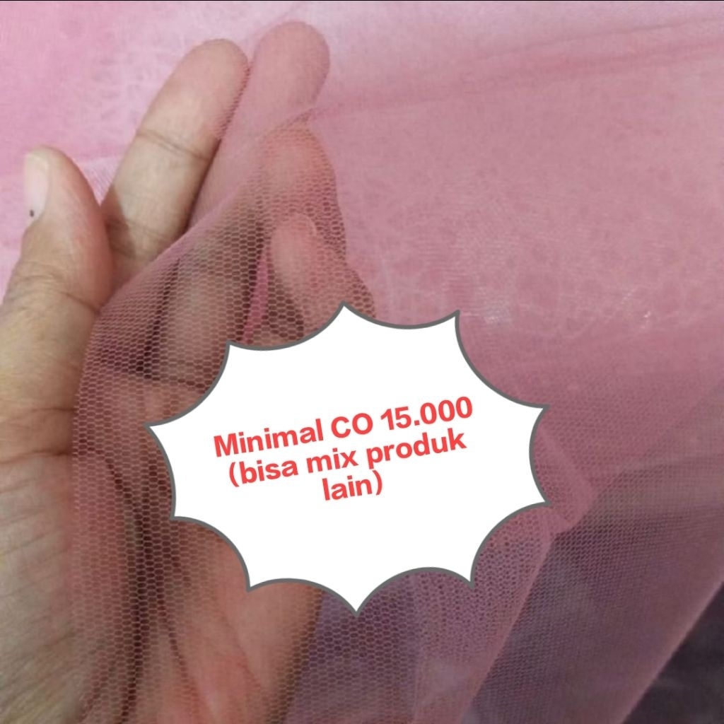 (Batam) Kain Tile Halus per meter / Kain Jaring Berlubang Halus / Kain Nerawang Cocok untuk hampers,