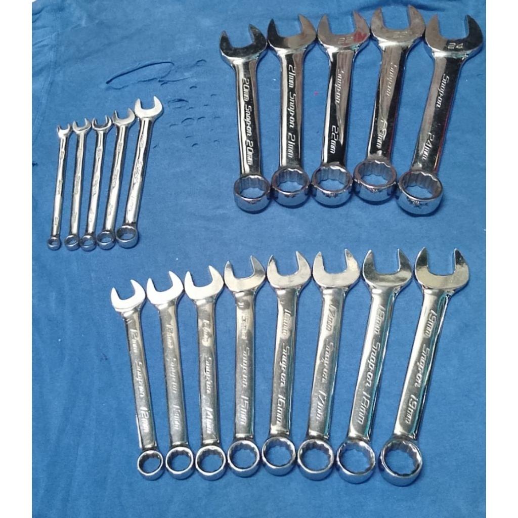 Kunci Ring Pas SNAP-ON Set Metric 8mm-24mm (Minus kunci 10mm) Snap-on Combination Wrench Flank Drive