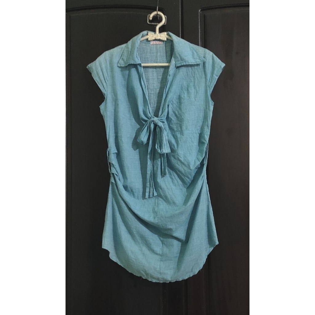 Atasan Blouse Wanita Biru Rijek