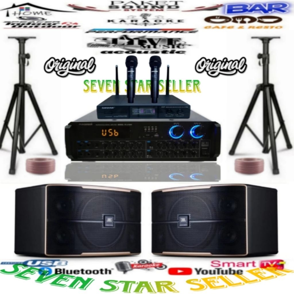 PAKET SOUND SYSTEM KARAOKE FULL SET SPEAKER JBL 10 INCH ORIGINAL