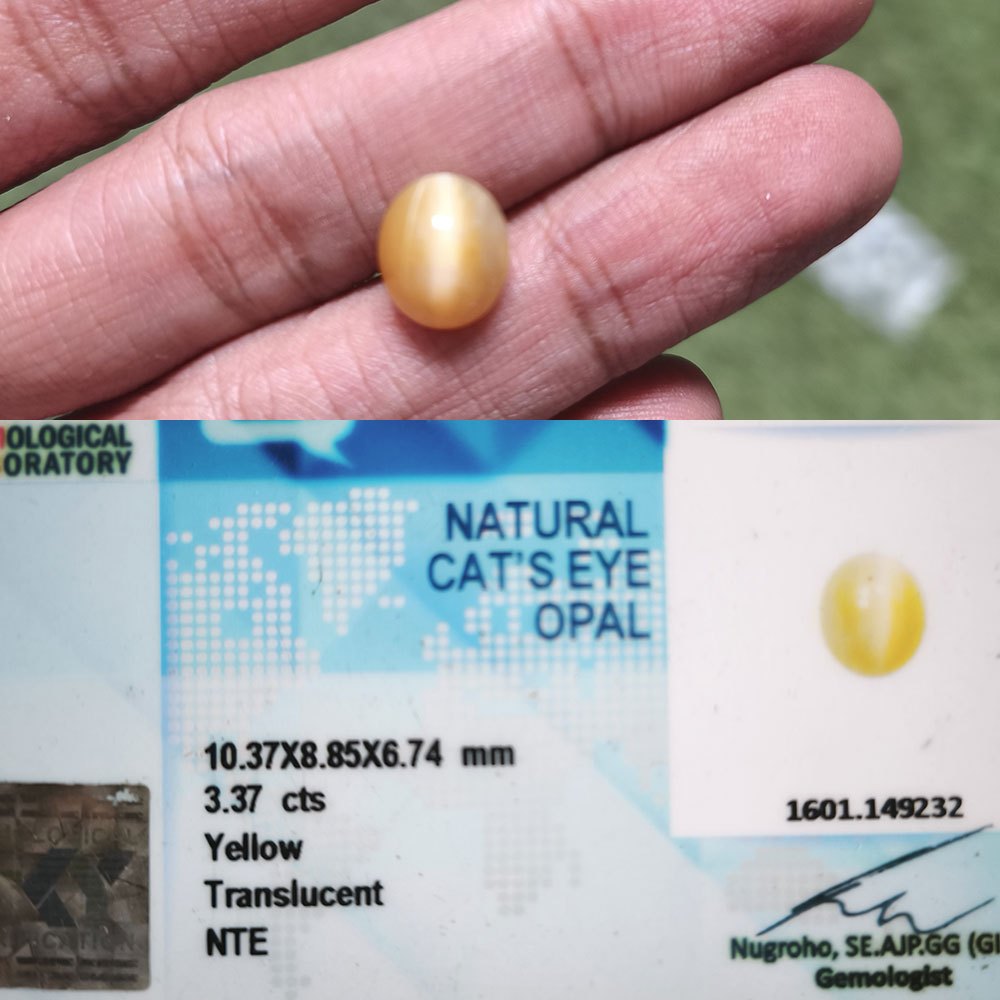 batu opal cat eyes  premium dengan memo natural