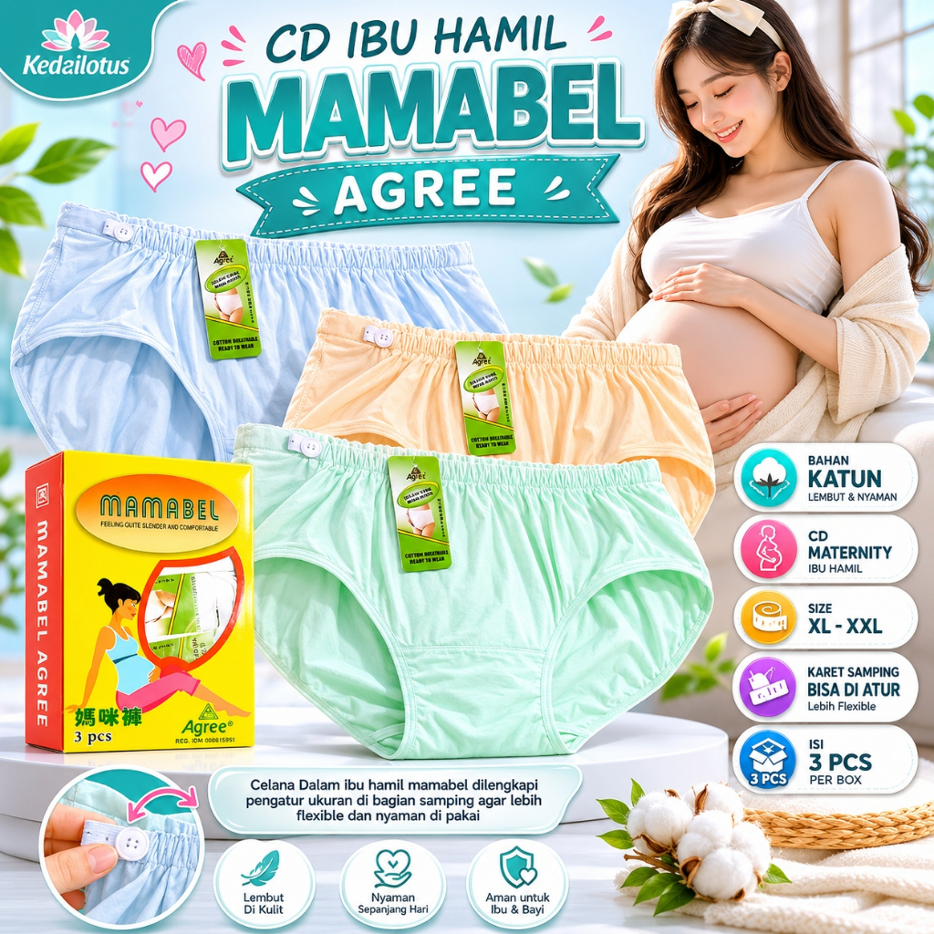 3 PCS - CELANA DALAM HAMIL MAMABEL AGREE H 514/ CD IBU HAMIL /CD MATERNITY XL-XXL JUMBO