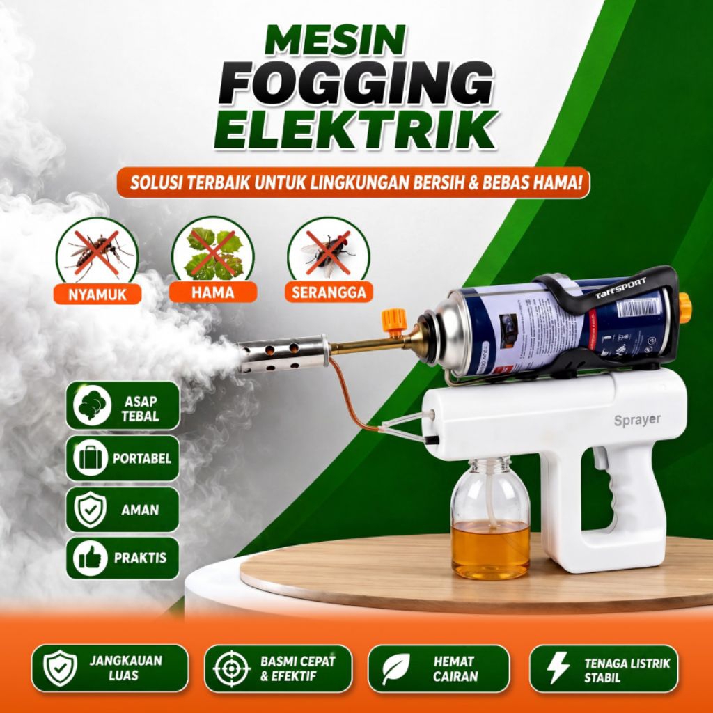 Alat mesin foging nyamuk mini elektrik 3,7V spray gun disinfektan humidifier