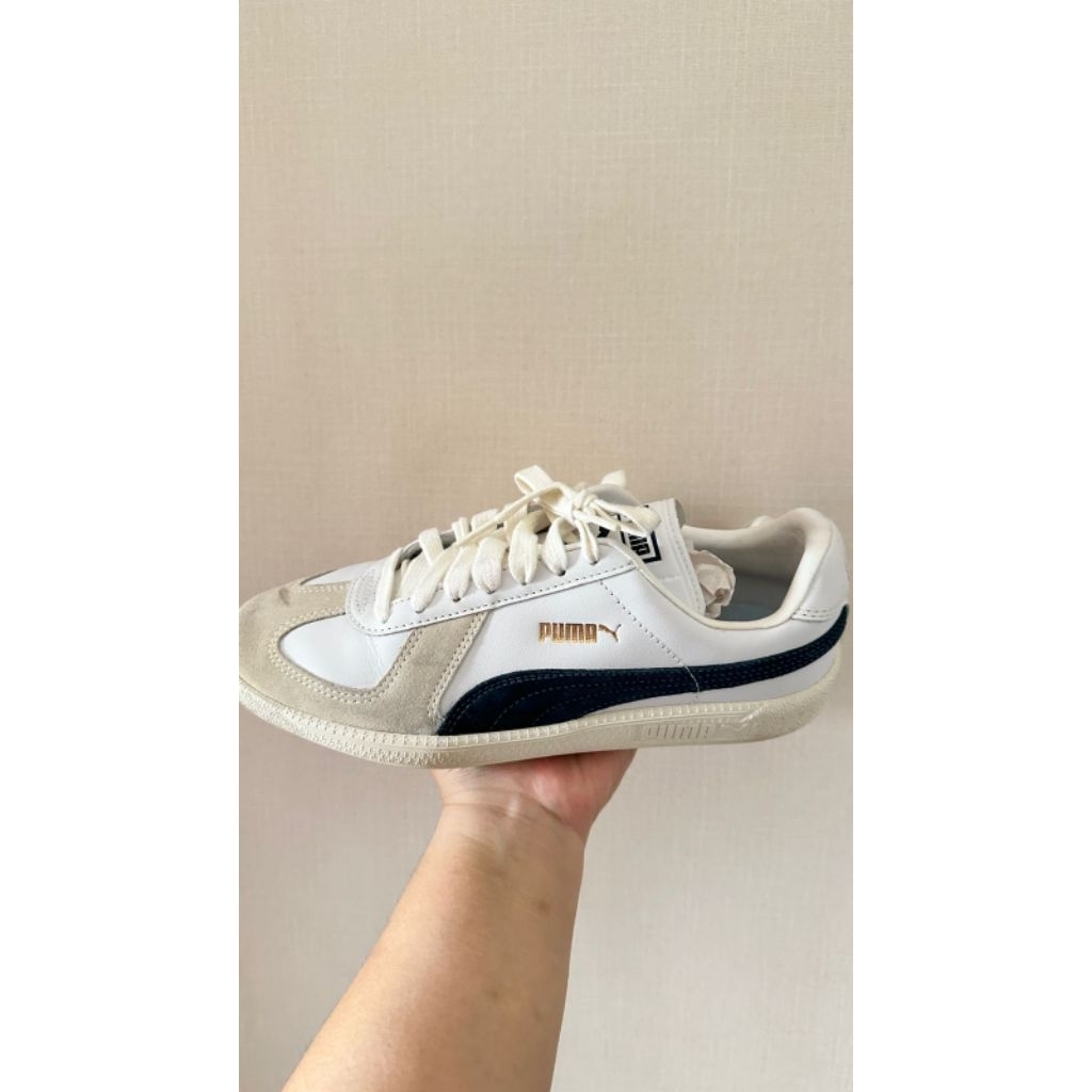 puma army trainer white navy