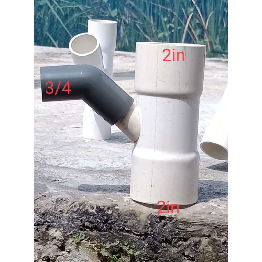 tee y 4 x 3/4 AW putih 90 derajat sambungan pipa 4 inchi ke pipa 3/4 inchi