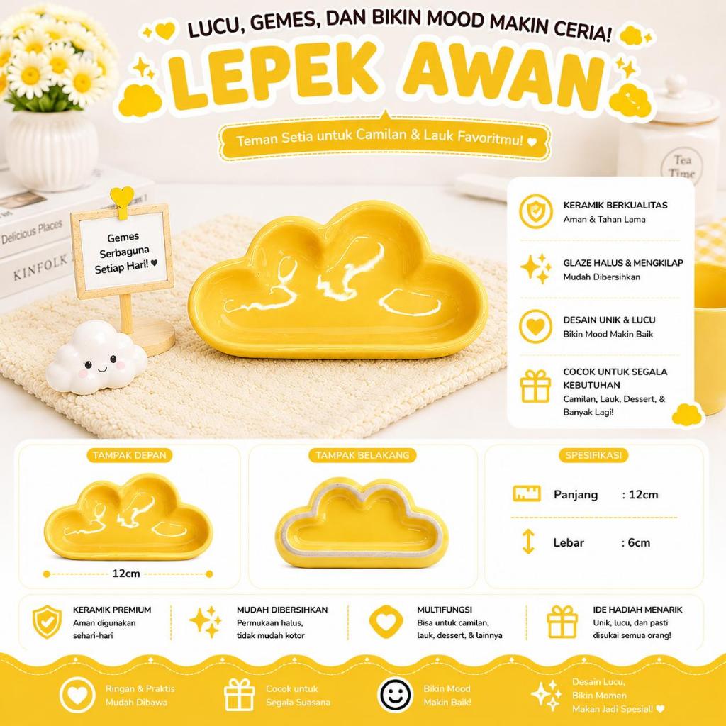 (LEPEK KERAMIK BENTUK AWAN) LEPEK SAMBEL KERAMIK MODEL AWAN LUCU