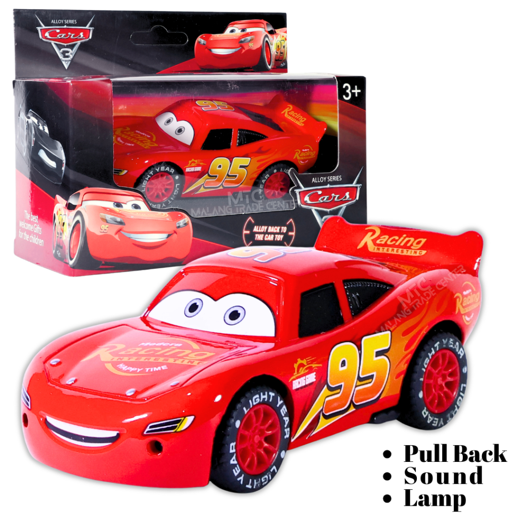 Diecast Miniatur Mainan Mobil Cars Lightning Mcqueen Metal Alloy Box Besar Lampu dan Suara