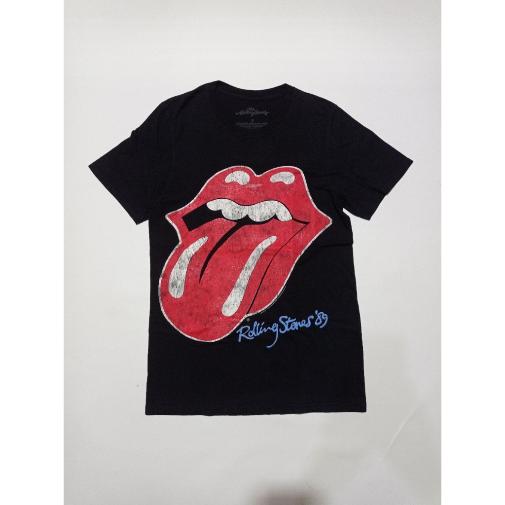 Kaos Band The Rolling Stones Big Logo Official Merchandise ©2013 Warna Hitam Size S Second Brand The