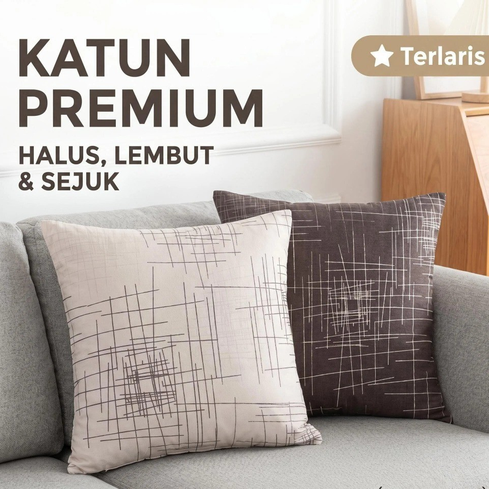 Vicuna.id -  Cushion Sarung Bantal Sofa Katun Premium Motif Rustic  30x30 40x40 45x45 50x50 60x60 Cu