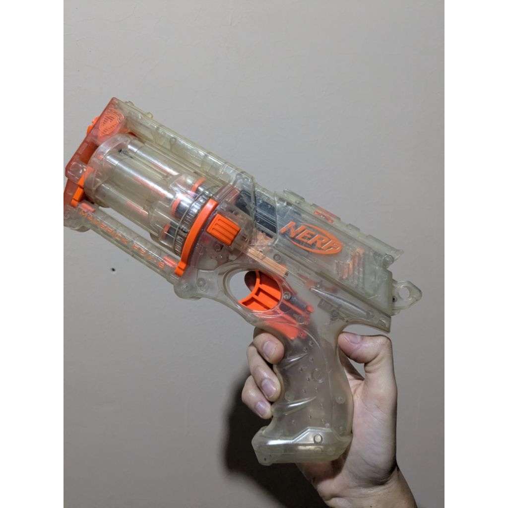 Nerf Maverick REV-6 Clear Version Mainan Tembakan Peluru Busa Rare Item