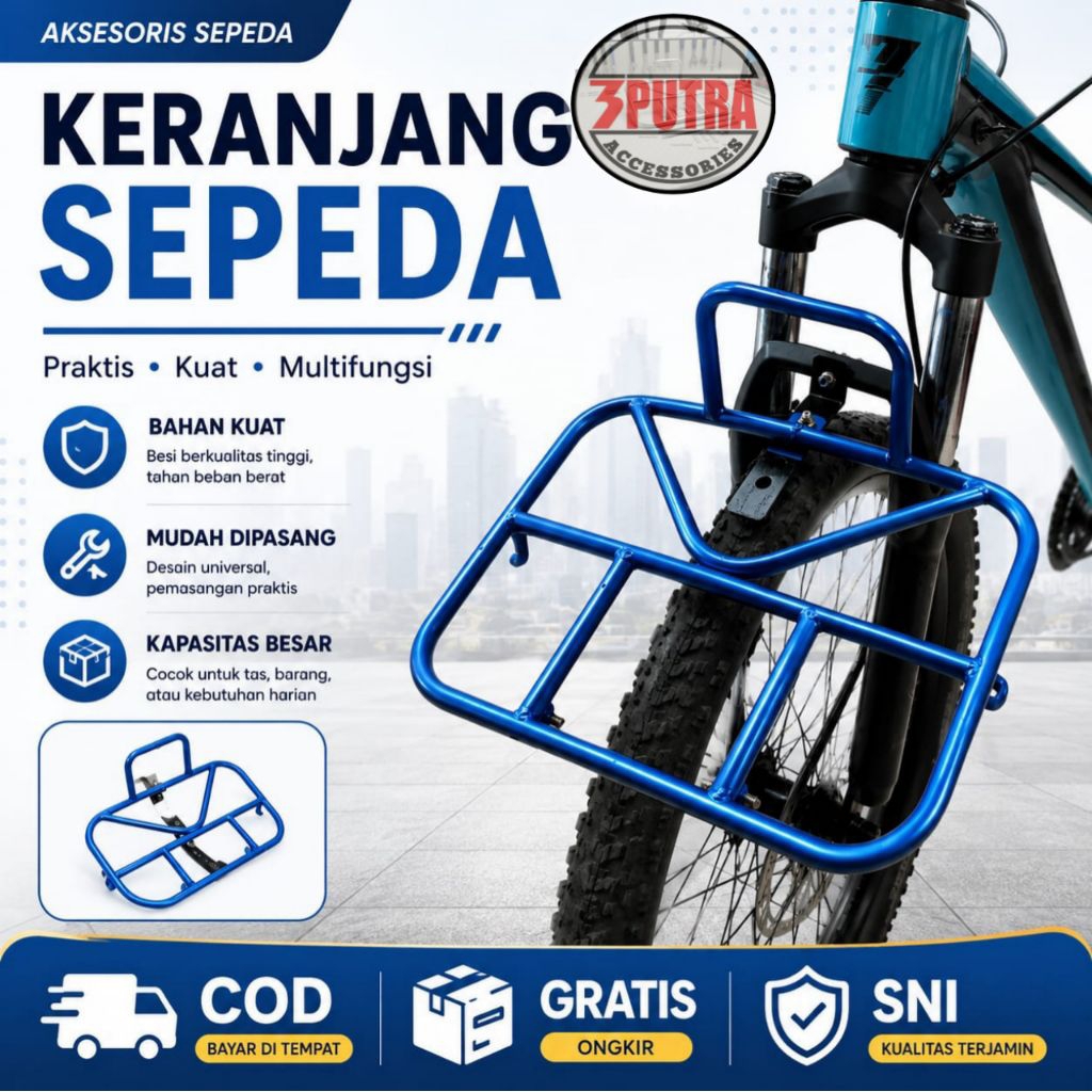 Keranjang Sepeda Depan Front track Universal MTB Federal Lipat Fixie Alas Kayu Premium Tahan Beban 1