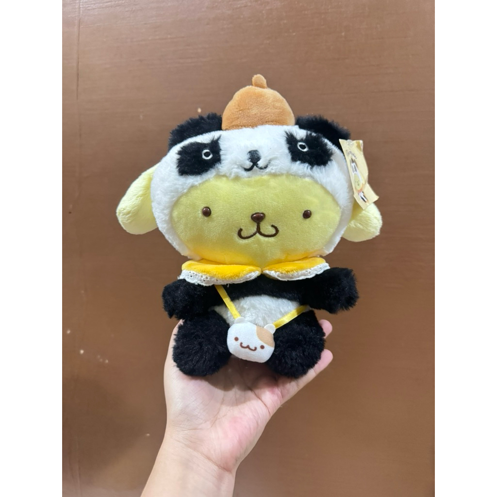 Boneka Karakter Pompompurin Kostum Panda size 22cm Original / Boneka sanrio karakter Pompompurin Kos