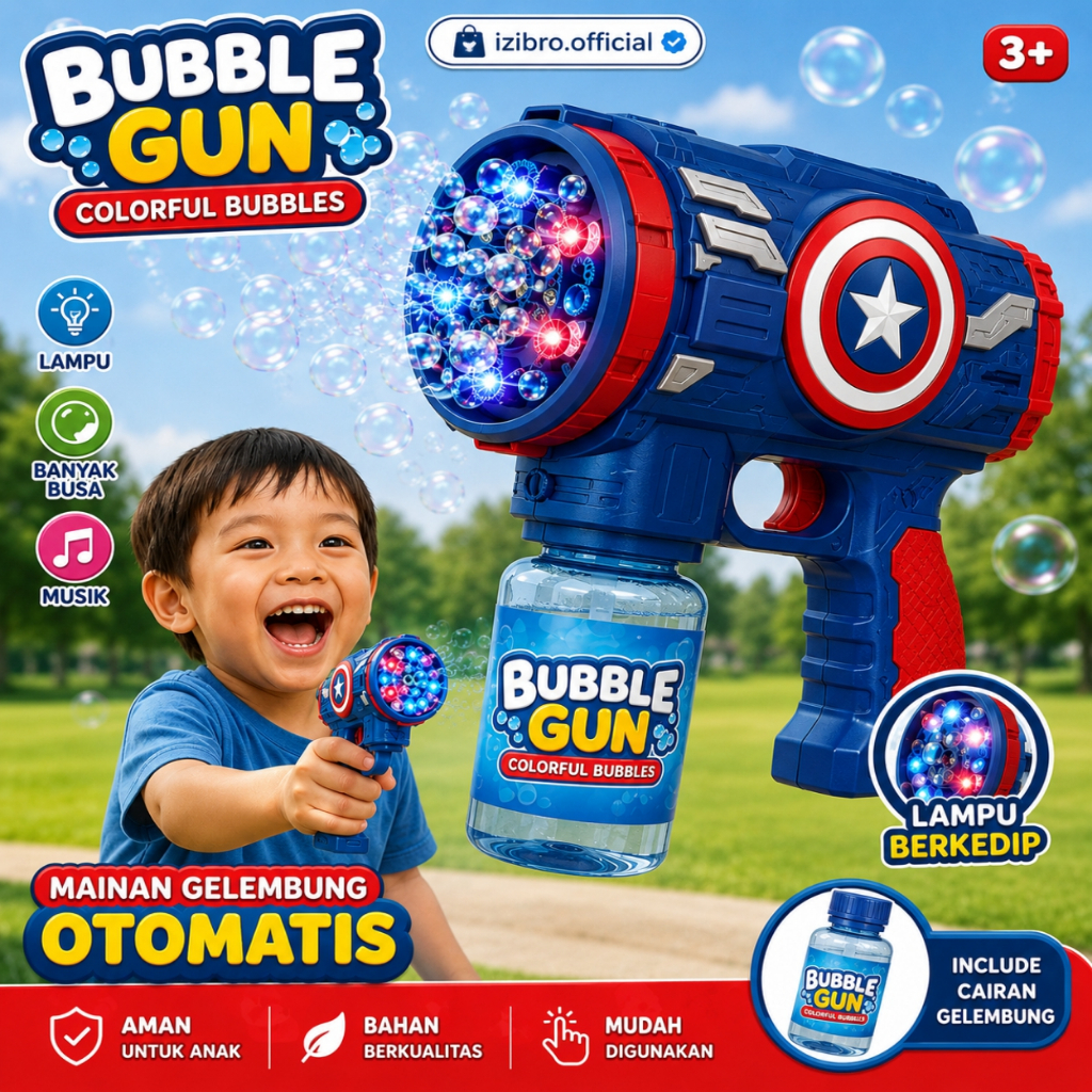 Izibro - Mainan Gelembung Pistol Bubble Sabun Otomatis Anak Besar Tembakan Balon Kado Ulang Tahun