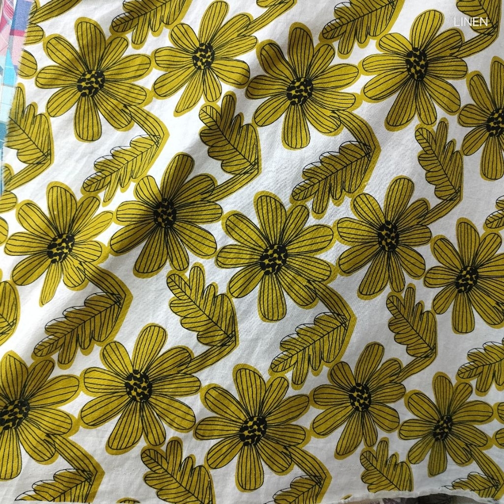 86 RAJATEX ID Bahan KATUN linen motif - kain katun serat linen - linen garment motif bunga - kain bl