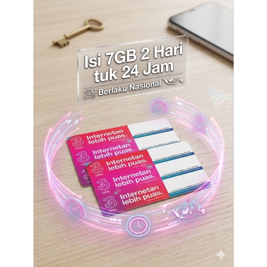 Voucher Tri 6gb 1hari, 7gb 2hari dan 20gb 3hari Nasional