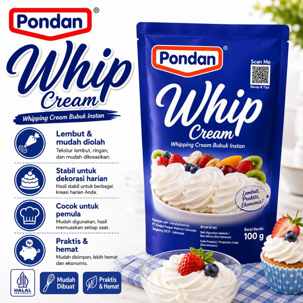 [ 100 GRAM ] Pondan Whip Cream 100gram / Whipping Cream Pondan 100gram