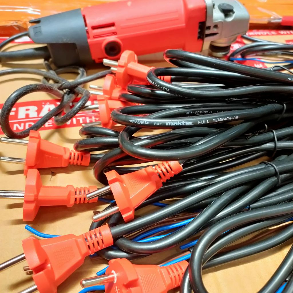 MAKTEC Kabel Power Mesin Bor Gerinda Ketam Trimmer (2X2M)/ Kabel Listrik Power Tool Full Tembaga