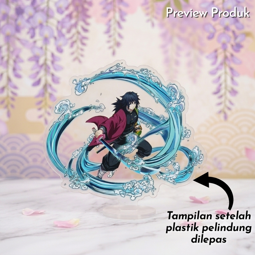 Standee Akrilik Demon Slayer Kimetsu no Yaiba – Akrilik Transparan Tanjiro Giyu Muichiro Kocho Pajan
