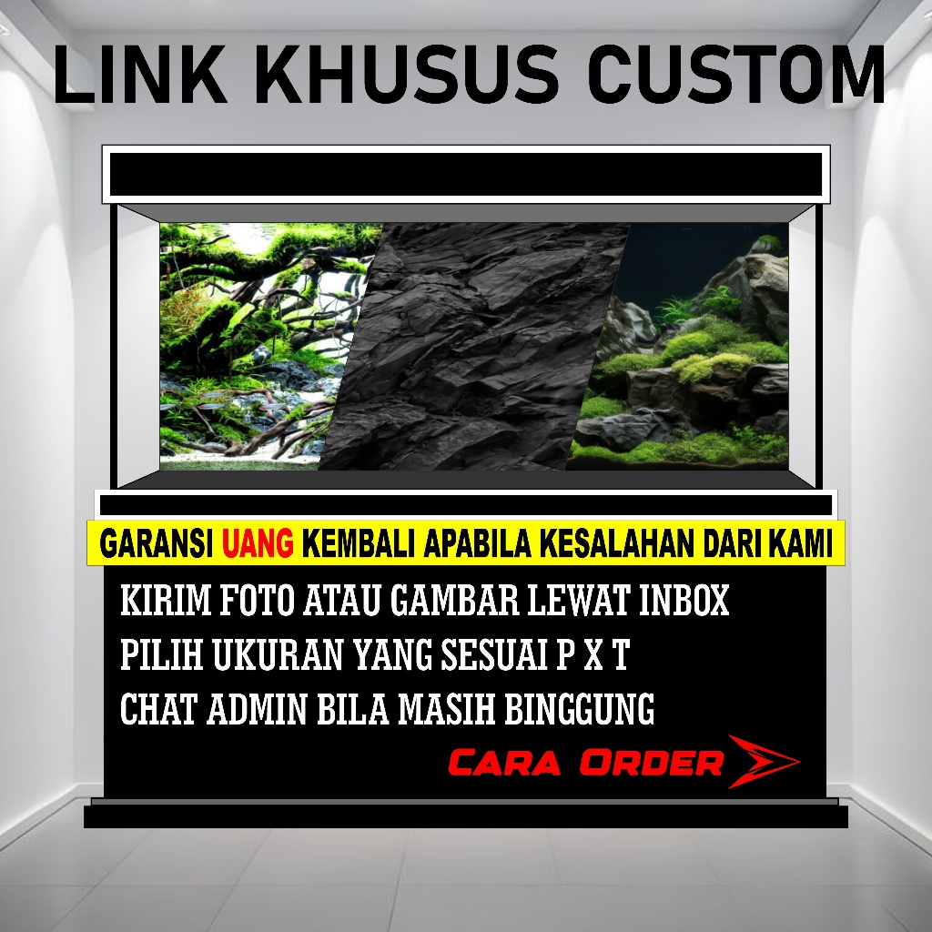 LINK CUSTOM SIZE,CUSTOM DESAIN STICKER BACKGROUND WALLPAPER AQUARIUM