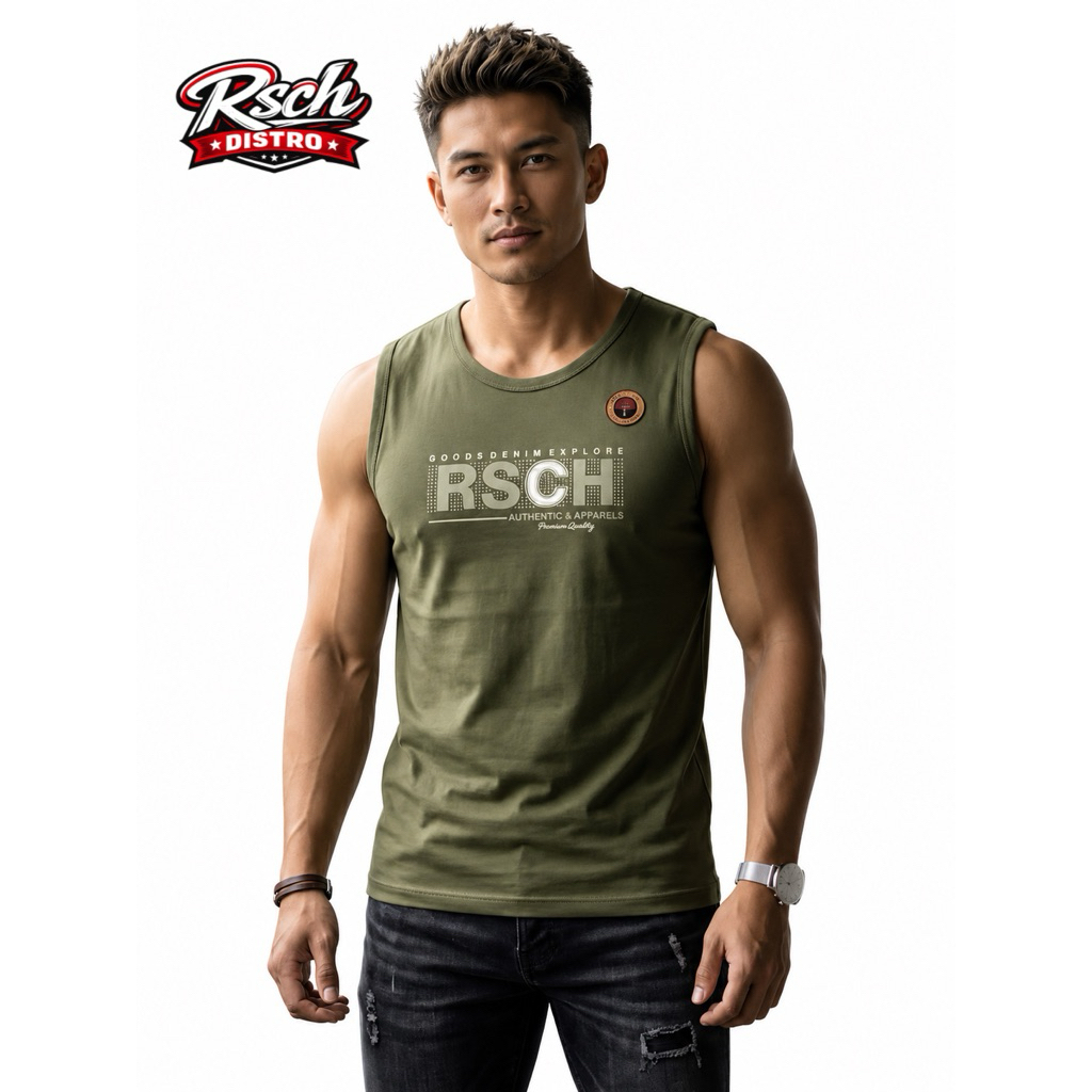 READY JUMBO !!! Kaos Tanktop Singlet Surfing Bali Fashion Pria RSCH / GRLT / 3SCD Original Katun PE 
