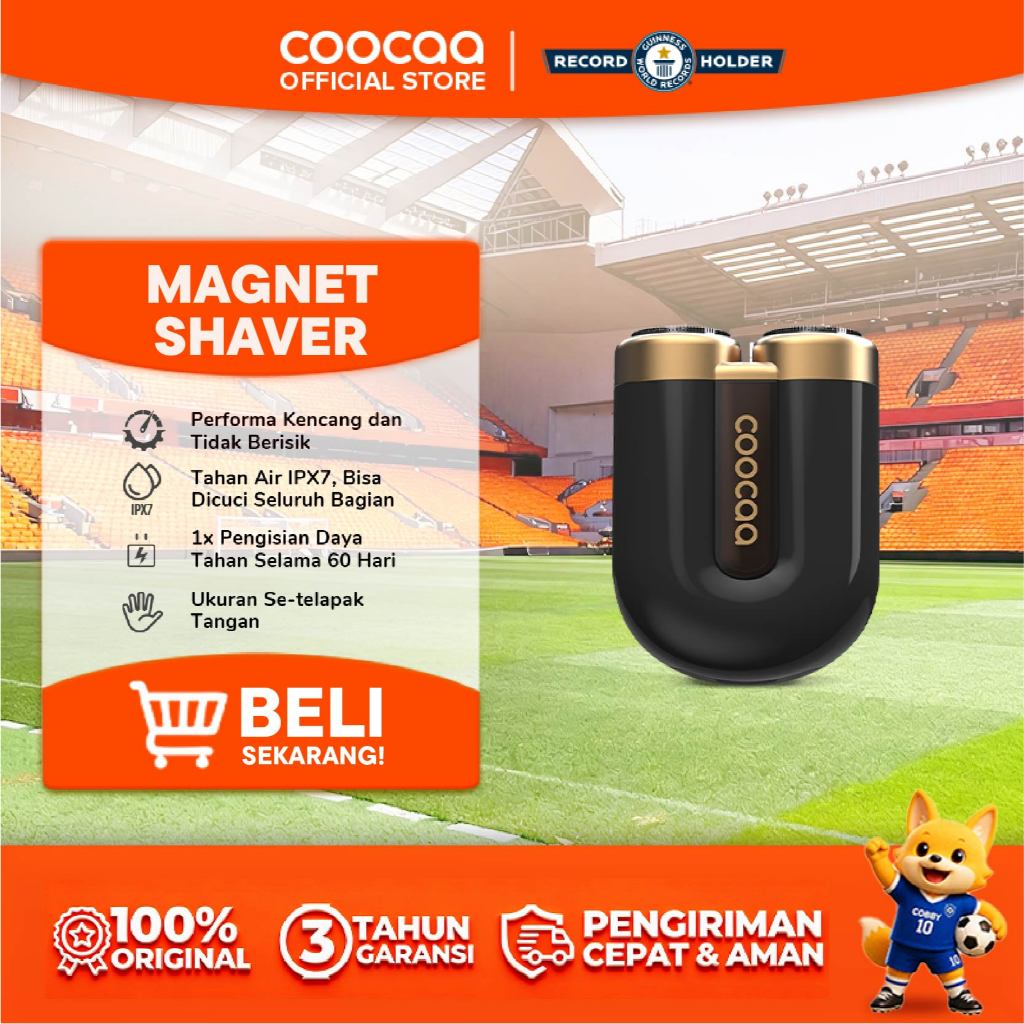 COOCAA Magnet Shaver KKCT021-BG - High Speed, IPX7 Waterproof - Adaptive Dual-Ring Foil - Long-Lasti