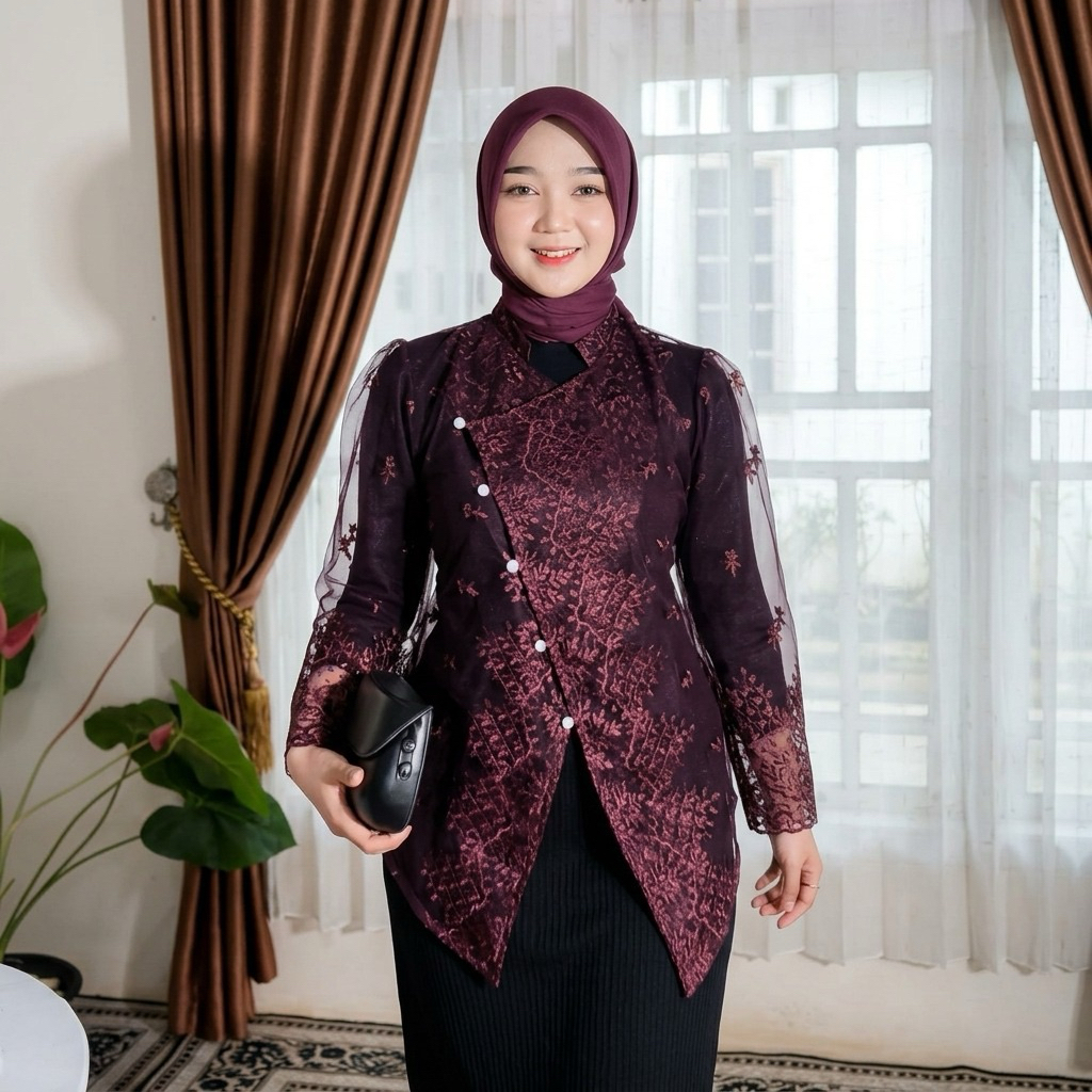 Outer brokat kebaya janggan / outer tunik brokat modern / outer kebaya wisuda pesta
