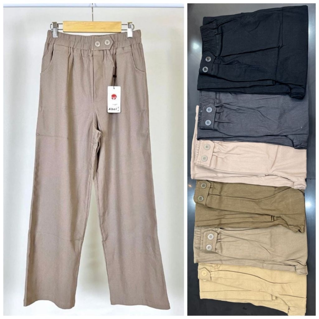 KULOT ABEL POLOS KULOT WANITA SOFT JEANS PINGGANG KARET KELILING STANDAR JUMBO DAN SUPER JUMBO