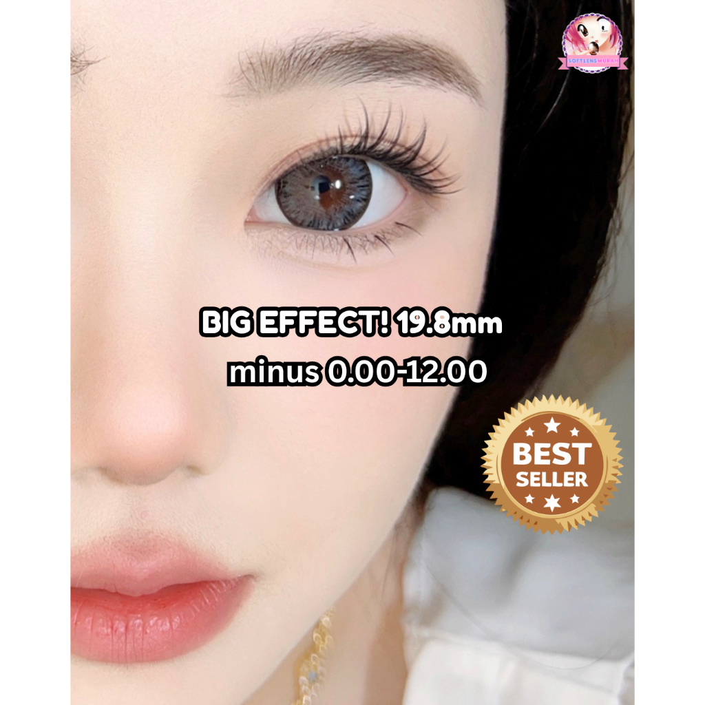 [ SOFTLENS BIG EYES ] Softlens Korea Big Eyes Creamer gray softlens 19.8mm ready normal dan minus sa
