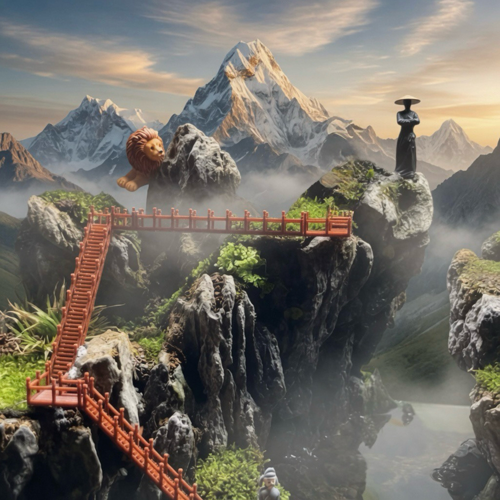 ( dua piece )set miniatur tangga dan jembatan super realistic  hiasan aquarium aquascape paludarium 