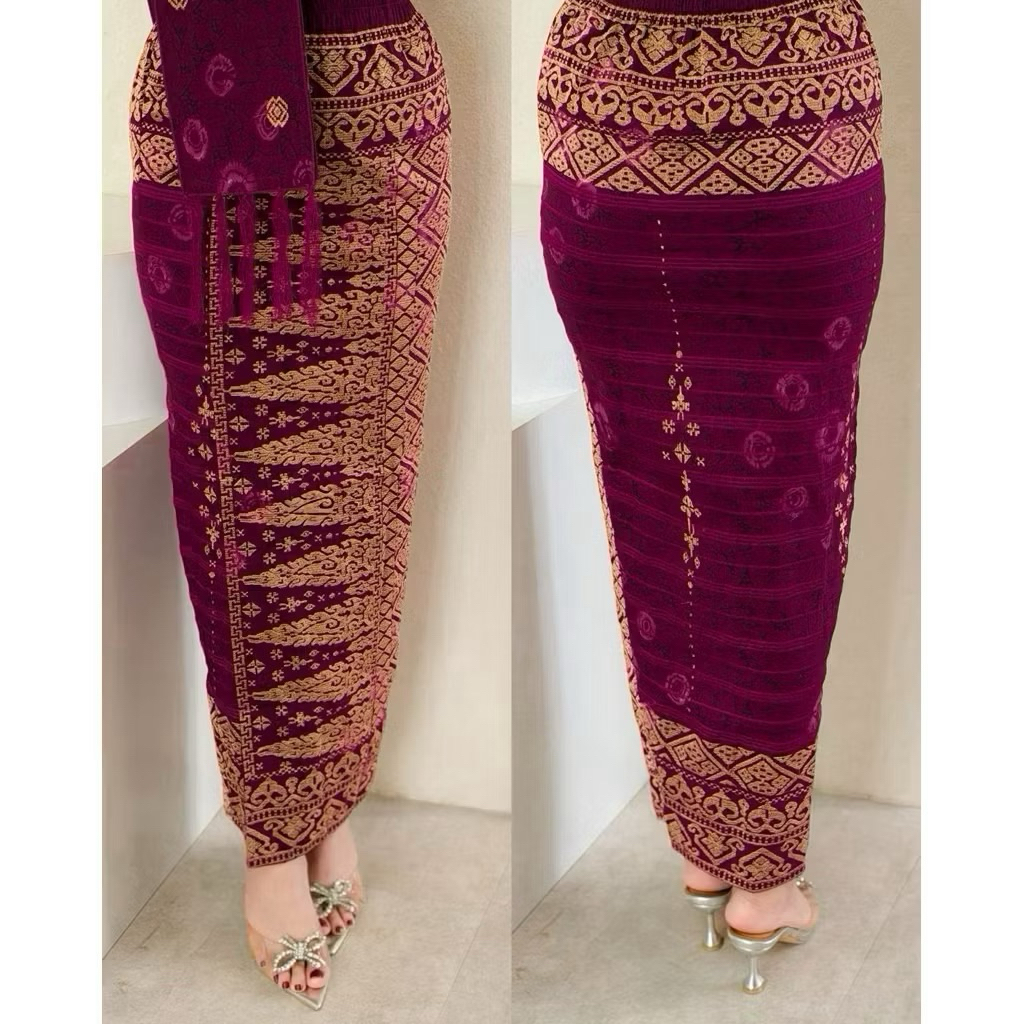 kamen jadi bordir strait set selendang//Kamen jadi motif jumputan set selendang//rok bali//mmfashion