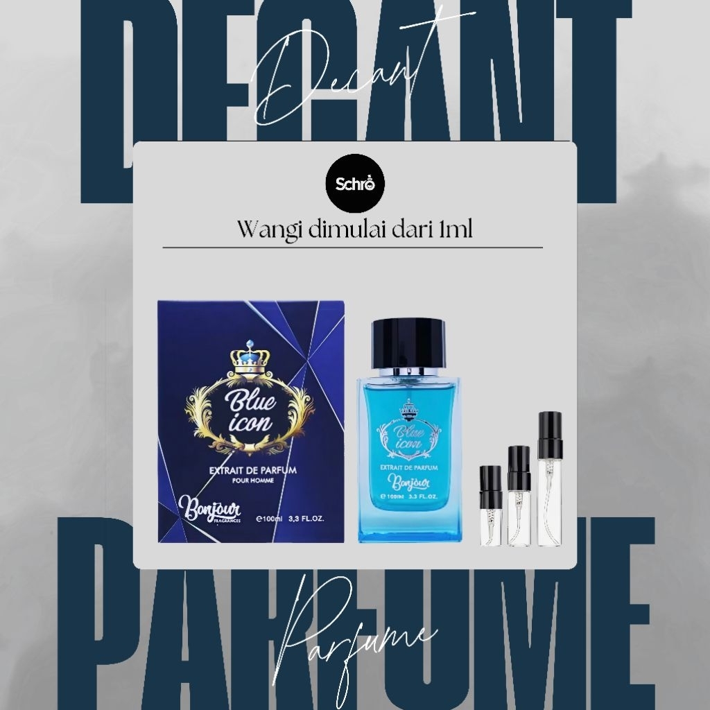 Decant Parfume Bonjour Blue Icon 1ml 2ml Original 100% Bonjour Botol Sprayer Kaca