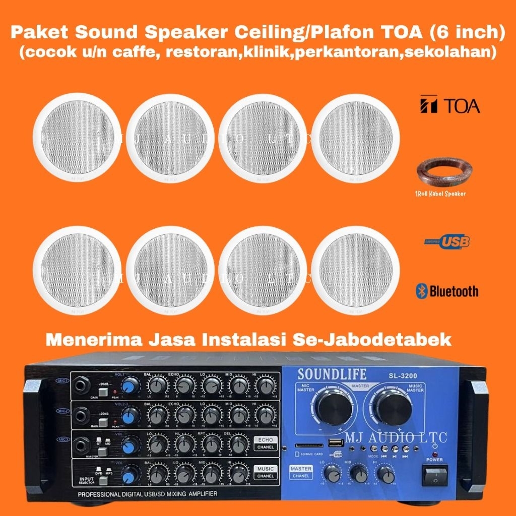 Paket Speaker Ceiling TOA Indoor / Paket Speaker Plafon TOA ( 8 Speaker )