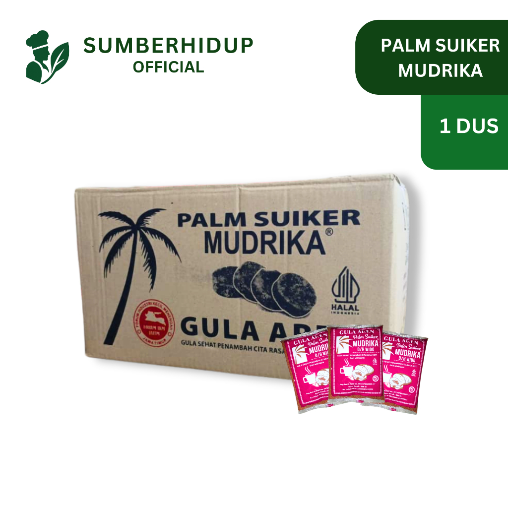 Mudrika Palm Sugar Gula Aren Bubuk Kemasan 1 Dus isi ( 48 Pcs ) 200 Gr Nira Aren Pilihan