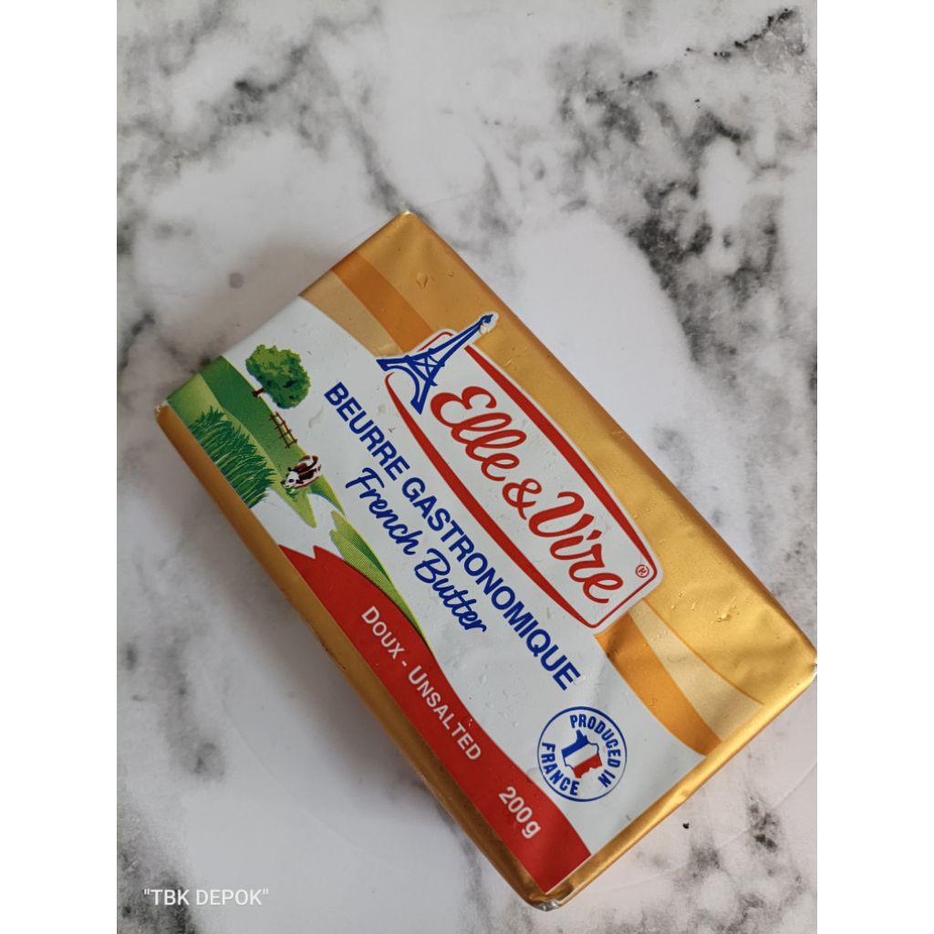 Elle & Vire Butter Unsalted Kemasan 200gr | Butter Elle&Vire Tawar | Butter Elle | Elle
