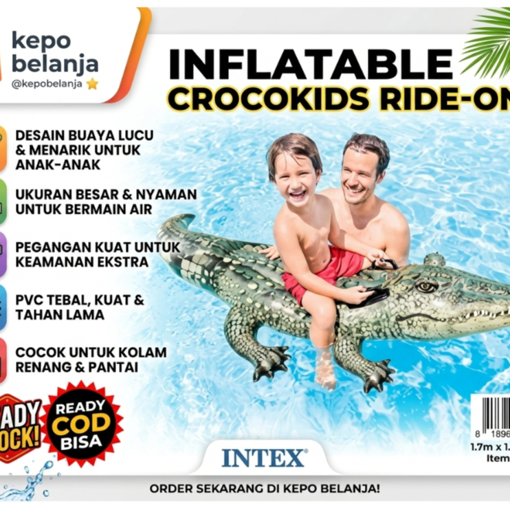 INTEX 57551| Pelampung Renang Realistic Lil' Gator | Gator Ride-On Float INTEX 57551|PeLAMPUNG BUAYA