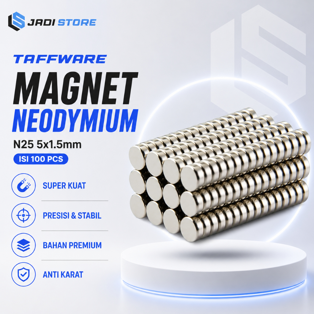 TAFFWARE Magnet Bulat Powerful Neodymium NdFeB N25 5x1.5mm Isi 100 PCS Super Kuat Magnetik Mini Koin
