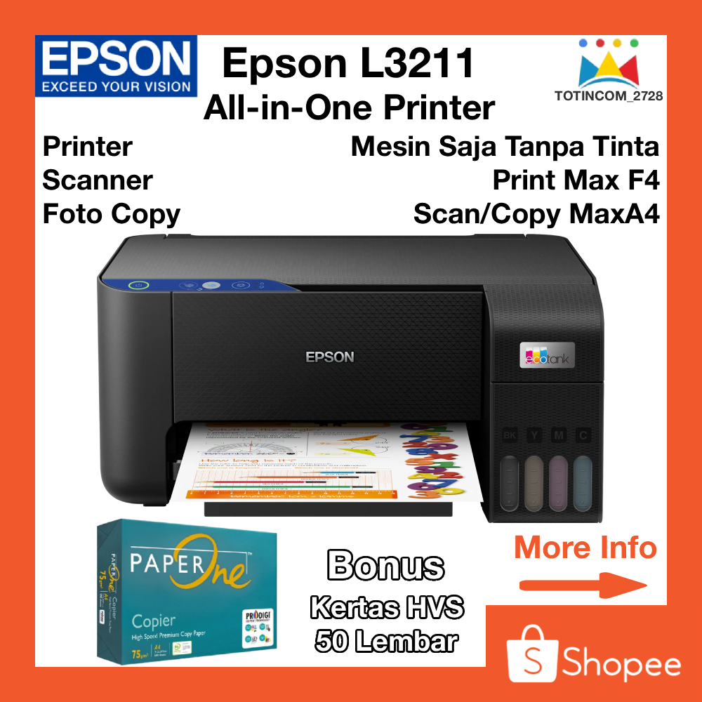 Printer Epson L3211 Mesin Saja Tanpa Tinta All-in-One Printer F4 Scanner A4 Epson l 3211