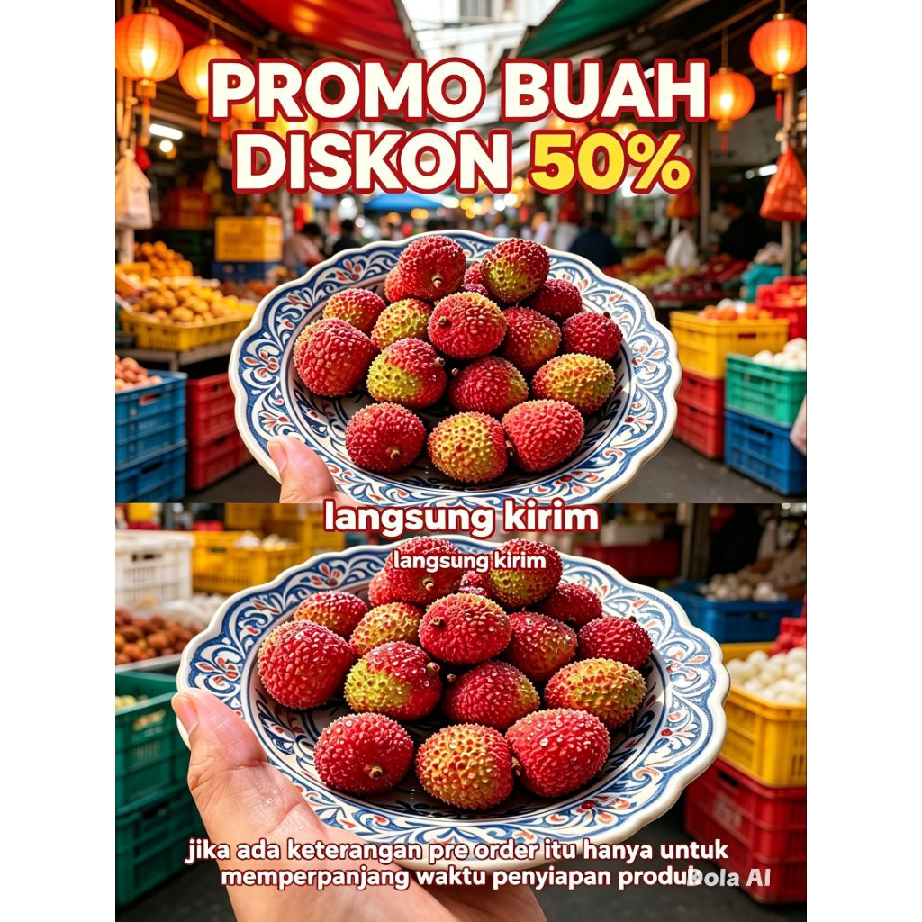Leci Merah Madu Manis Segar murah
