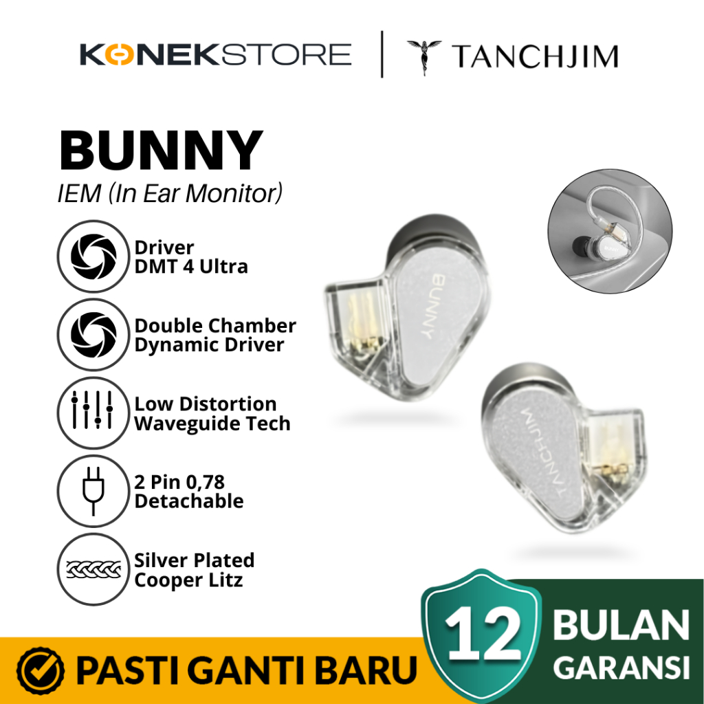Tanchjim Bunny DMT4 Ultra Dynamic Driver Earphone In Ear Monitor With Microphone
