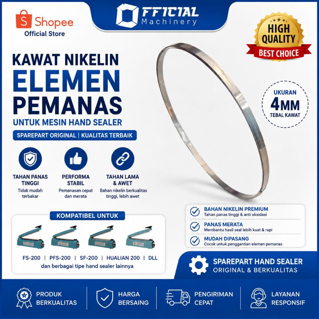 Plat Nikelin / Elemen Pemanas Mesin Hand sealer Atau Pedal Sealer Lebar 4mm