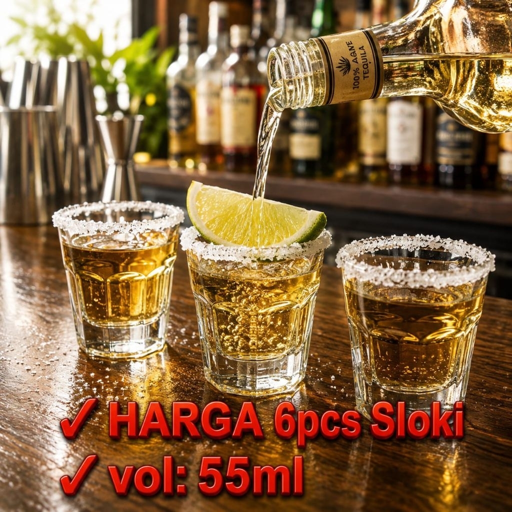 [6pcs] Gelas Sloki Tequila Mezcal 55ml (set isi 6pcs)/ Gelas Soju Arak Putih/ Gelas Sloki Shot Glass