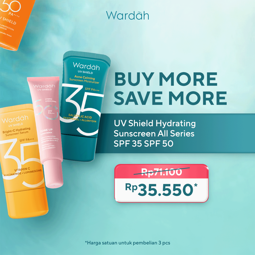 Wardah Sunscreen UV Shield All Series (Airy Smooth Essential Gel Acne Calming Aqua Fresh Tone Up Phy