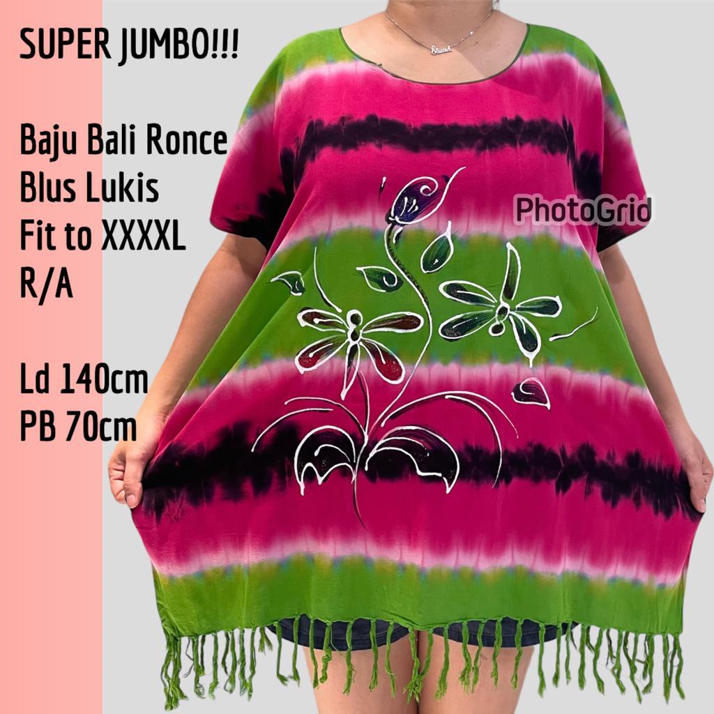 Blus Lukis Bali Wanita Rayon Super Jumbo Ukuran Besar Motif Gradasi