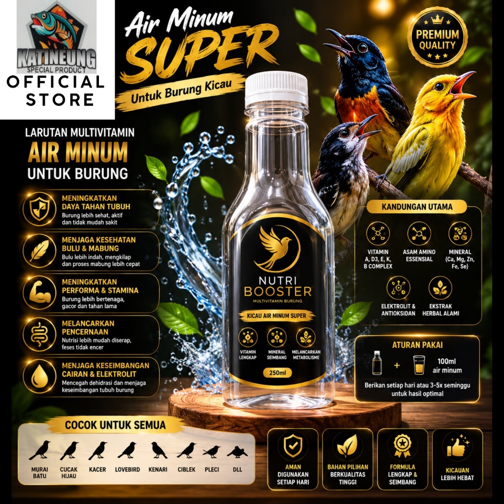 Katineung - AIR SAKTI BURUNG Nutri Booster Larutan Burung Air Minum Khusus Burung Kicau Vitamin Obat