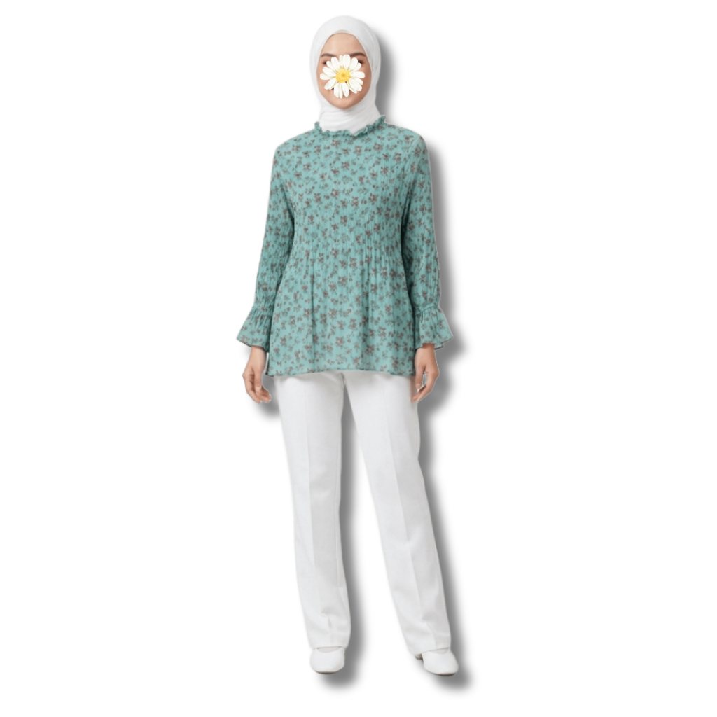 Baju Atasan Muslim Wanita Plisket Blus wanita casual