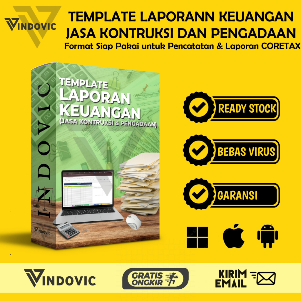 [T0980] Template Laporan Keuangan Jasa Konstruksi & Pengadaan | Versi Coretax Terbaru 2026
