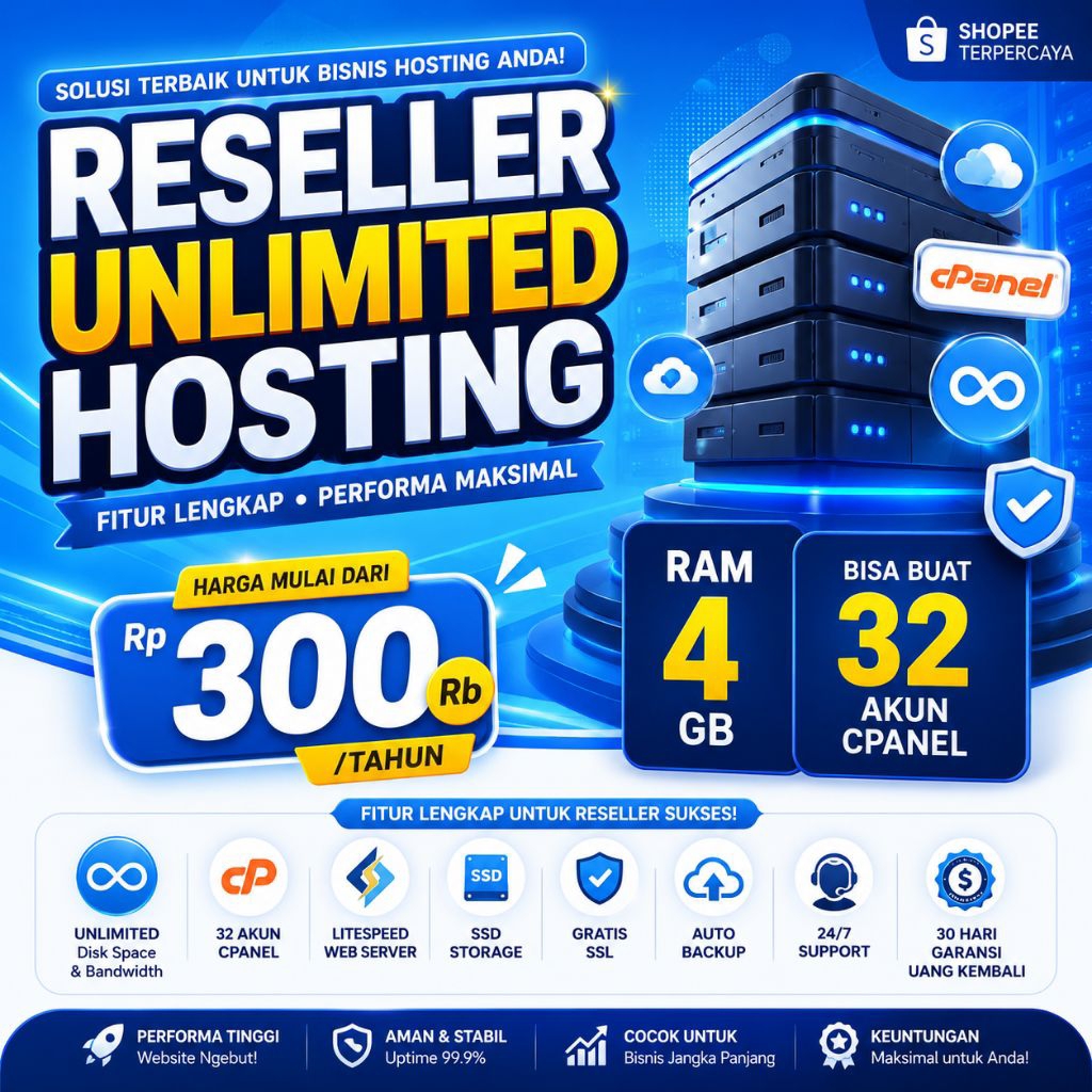 reseller Hosting Unlimited Storage ssd NVme 1 Tahun