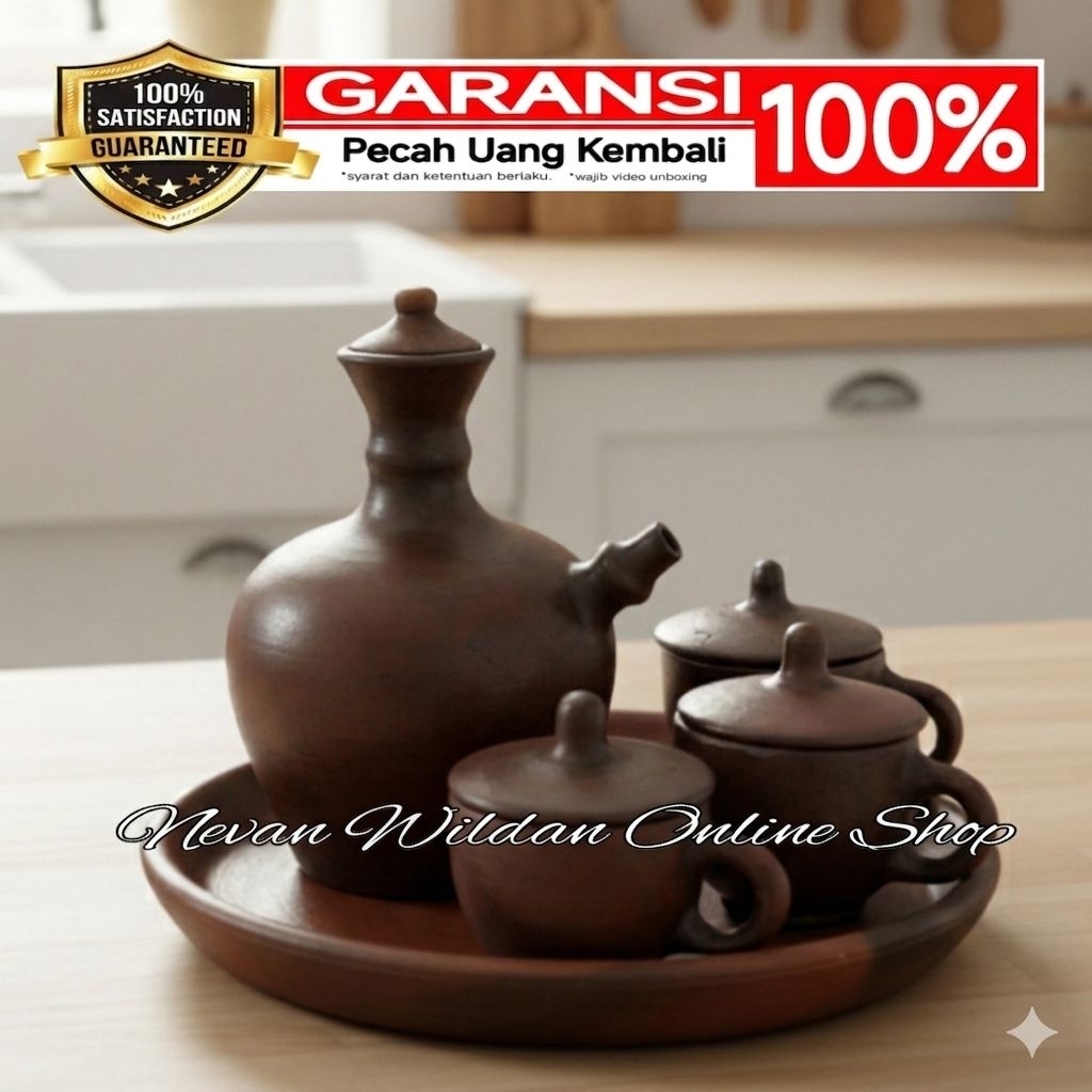 KENDI SET TANAH LIAT | KENDI GELAS NAMPAN | KENDI TANAH LIAT SET